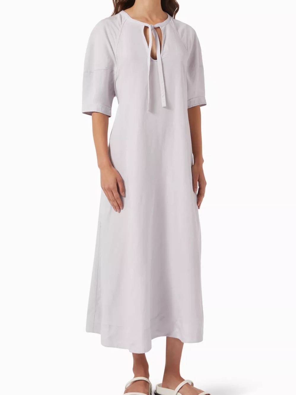 COS Light Lavender Tie-Neck Linen Nightdress